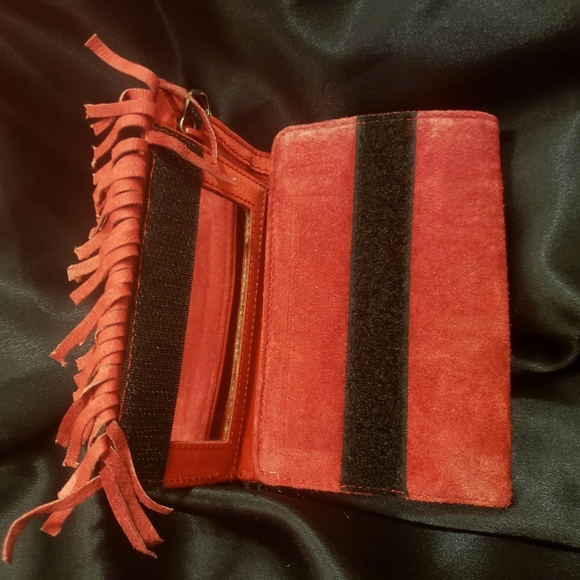 RipCurl Rust OrangeRed Fringe Suede Vintage Wallet - Picture 6 of 11